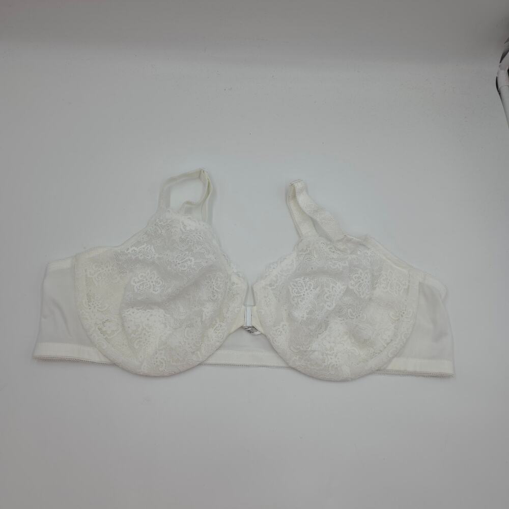 HSIA Allover Lace Unlined Front Closure Bra in White Size 44D
